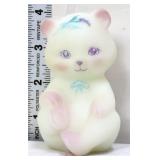 Fenton white satin teddy bear w/ flowers