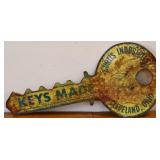 Vtg metal dbl side 31x15 Keys Made sign NO SHIP