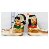 Pair vntg Indian children salt/pepper shakers