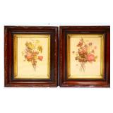 Lot of 2 framed 13x14.5 floral art NO SHIP