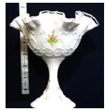 Fenton silvercrest spanish lace open compote