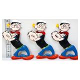 Lot of 3 cast iron Popeye bottle openers