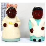 Pair vtg Americana 3in figural salt/pepper shakers