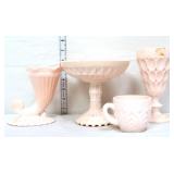 4 piece pink milk glass estate lot