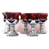 Lot of 5 amethyst stemware w/ metal bases