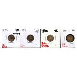 Lot of 4 1890 seated liberty dimes