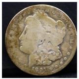 1891O Morgan silver dollar