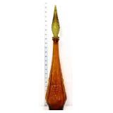 Vntg amber decanter w/ olive green stopper