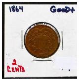 1864 2 cent coin