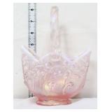 Fenton pink opalescent lily of the valley basket
