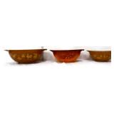 Lot of 3 vintage Pyrex brown mixing bowls