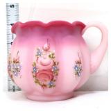 Fenton rosalene satin roses 4in melon pitcher