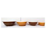 4 pc vntg Pyrex woodland mixing bowl set