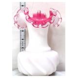 Fenton peach crest 8in swirl base vase