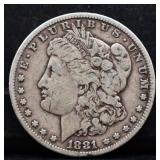 1881O Morgan silver dollar