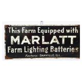 Vntg metal 19.5x9 Marlatt Farm Batteries adv sign