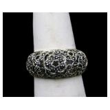 Sterling black sapphire cutout ring, lab created