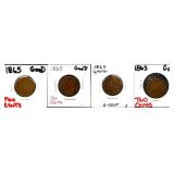 Lot of 4 2 cent coins