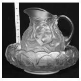 Fenton crystal mist satin water lily pitcher/bowl