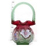 Fenton rubina verde dragonfly basket
