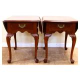 Pair Ethan Allen drop side end tables
