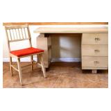 Blonde MCM desk with chair see photos
