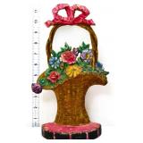 Vintage cast iron flower basket doorstop