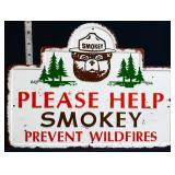 Metal Please Help Smokey Prevent Fires sign