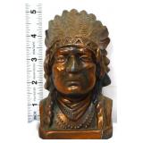 Vintage bronze wash Indian chief coin bank