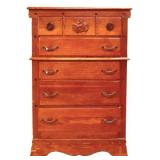 Vintage oak 5 drawer tall chest see photos
