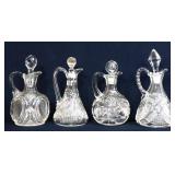 Lot of 4 clear glass cruets