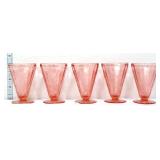 Lot of 5 pink depression poinsettia footed tumbler