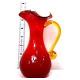 Vintage amberina crackle glass 7in ewer