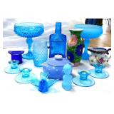Mixed estate blue glassware lot