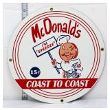 Porcelain round 11.25in McDonalds sign