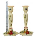 Pair Fenton 9in sweet harvest candleholders