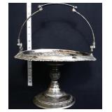 VIntage silverplate pedestal dish with handle