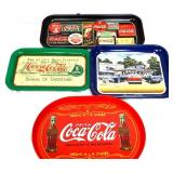 Lot of 4 metal Coca Cola trays