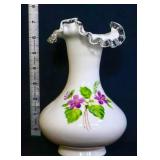 Fenton silvercrest 7in vase w/ violets