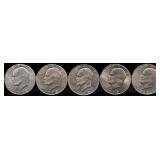 Lot of 5 1972 Ike dollar coins