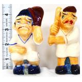Vntg figural 4in baseball player salt/pepper set
