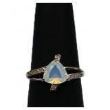 Sterling unique cut moonstone ring lab created