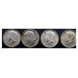 Lot of 4 40% silver Kennedy half dollars