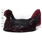 Vintage amethyst hen on nest lid