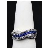 Sterling multi stone tanaznite ring, lab created