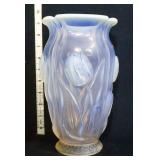 Opalescent 9in glass tulip vase