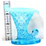 Fenton blue opalescent hobnail cornucopia vase
