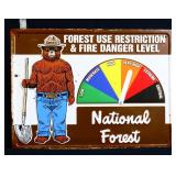 Metal Smokey FIre Danger National Forest sign