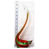 Art glass swirl 12in swan figure