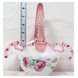 Fenton rosecrest opalescent basket w/ flowers